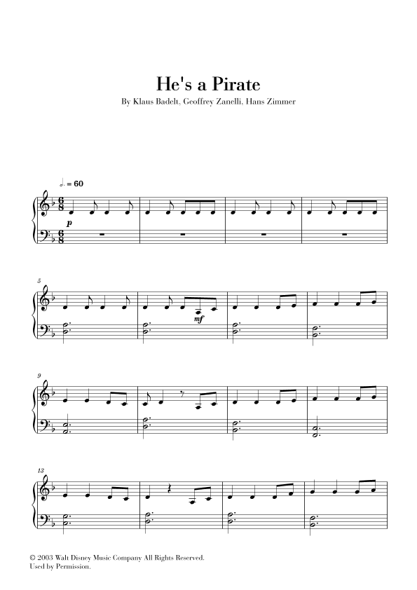 He's A Pirate (arr. Cadenza Editions)