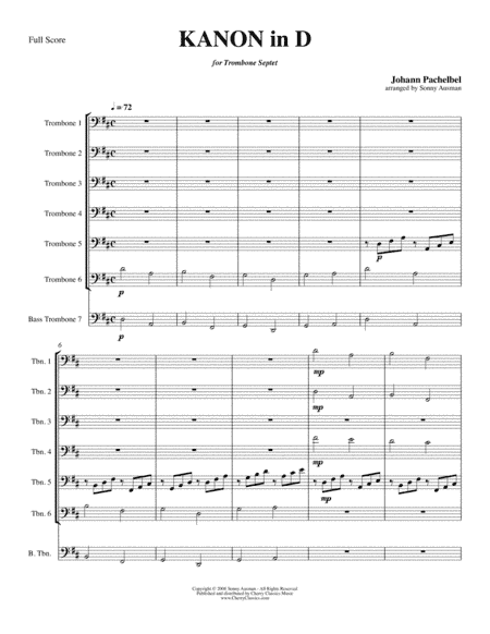 Kanon (Canon) in D for Trombone Septet (arr. Sonny Ausman)