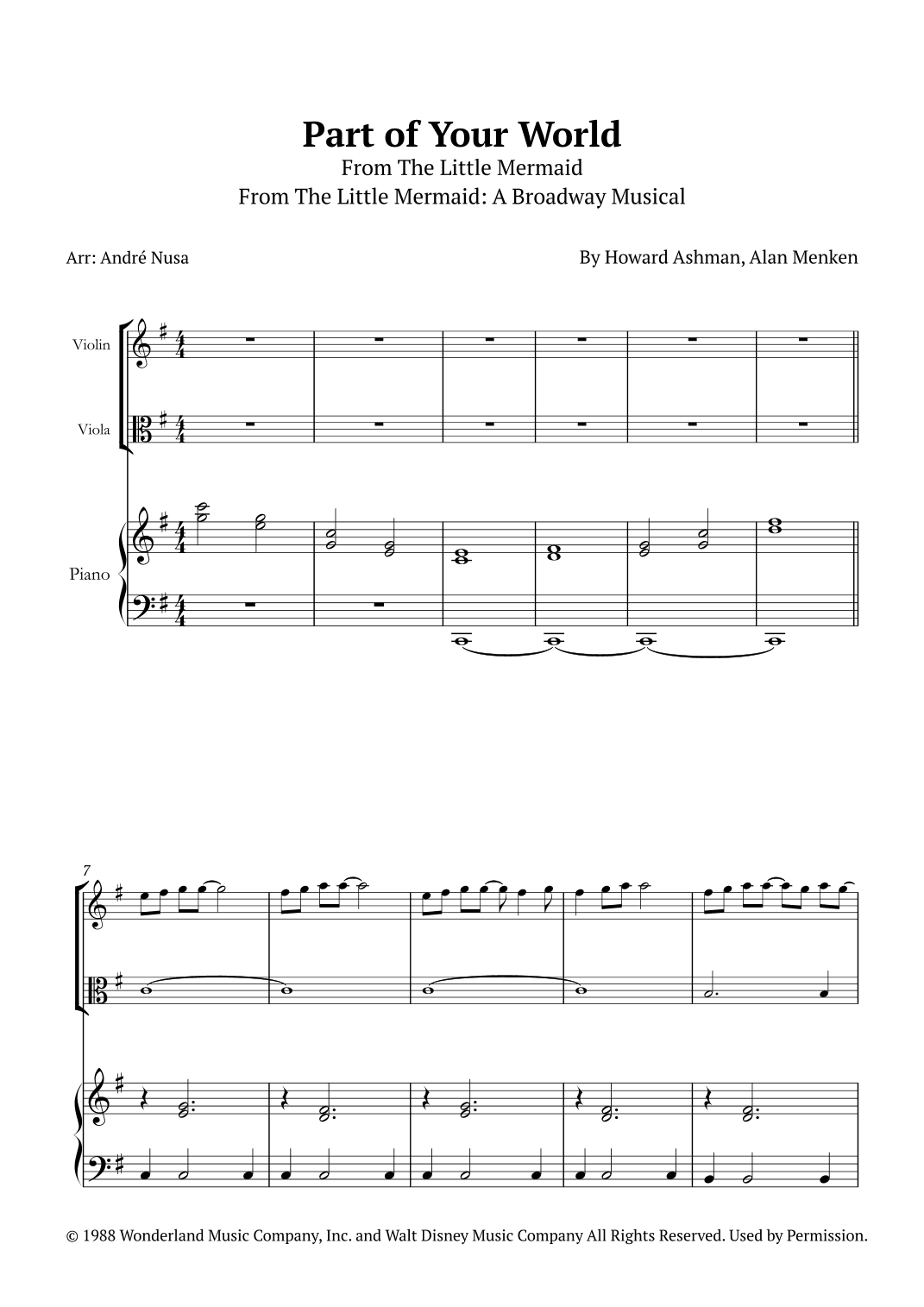 Part Of Your World (arr. André Nusa)