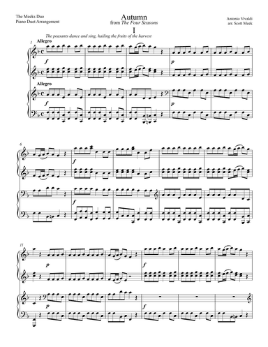 Vivaldi - The Four Seasons (complete) piano duet (arr. Scott Meek)