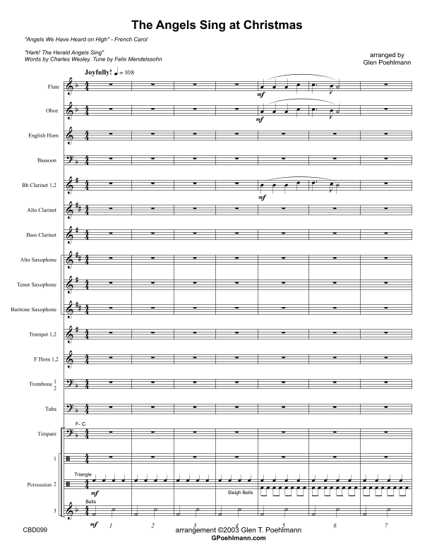 THE ANGELS SANG AT CHRISTMAS - Concert Band (Angels We Have Heard on High/Hark! The Herald Angels) (arr. Glen Poehlmann)