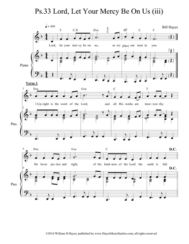 Psalm 33:  Lord Let Your Mercy Be On Us (iii) - Piano/Vocal
