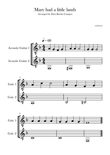 Mary had a little lamb (arr. Davi Rocha Campos)