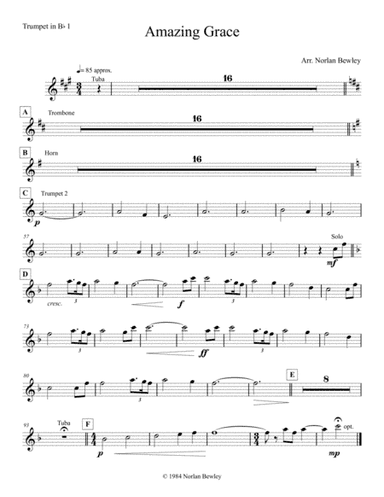 Amazing Grace - Brass Quintet (arr. Norlan Bewley)