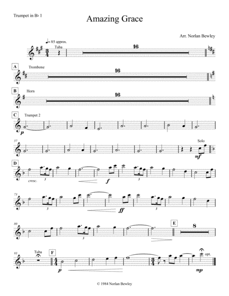 Amazing Grace - Brass Quintet (arr. Norlan Bewley)