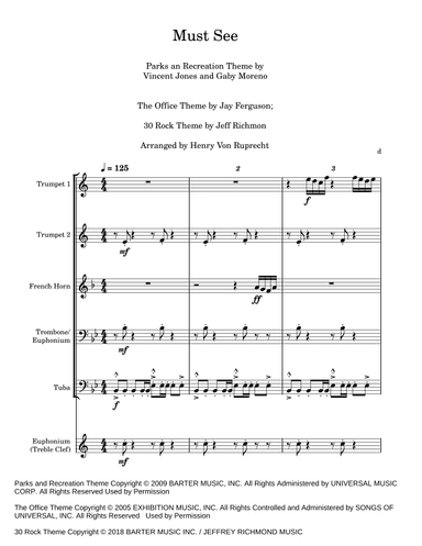 Parks And Recreation Theme (arr. Henry Von Ruprecht)