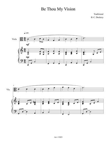 Be Thou My Vision (Viola Solo with Piano Accompaniment) (arr. B. C. Dockery)