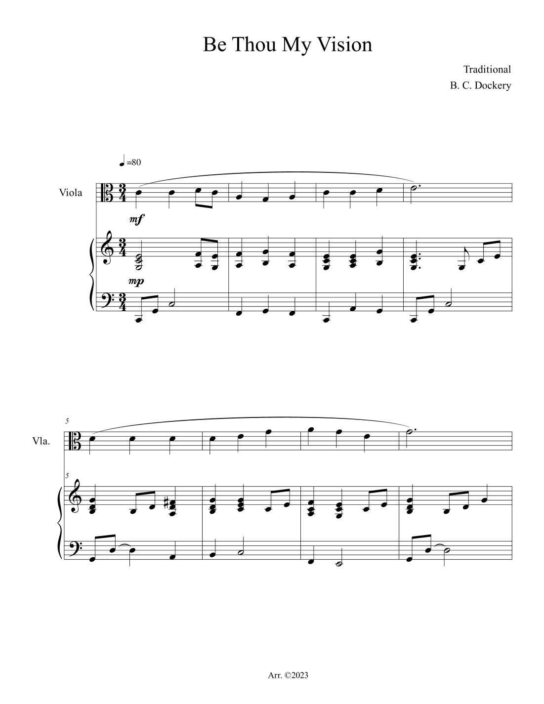 Be Thou My Vision (Viola Solo with Piano Accompaniment) (arr. B. C. Dockery)