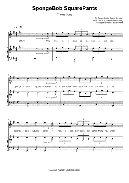 Spongebob Squarepants Theme Song (arr. Mario Stallbaumer)