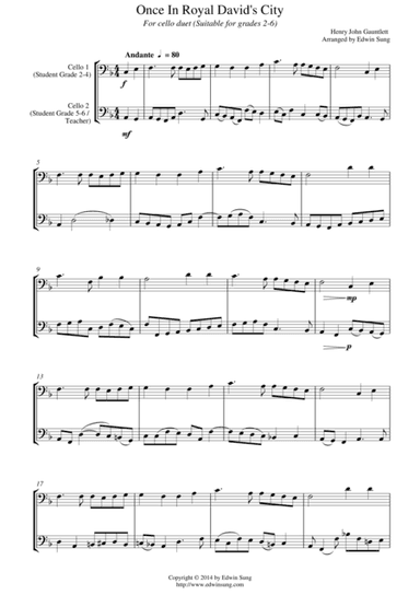 Once In Royal David’s City (for cello duet, suitable for grades 2-6) (arr. Edwin Sung)