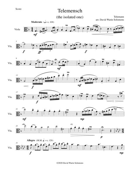 Telemensch (The isolated one) - for viola solo (arr. David Warin Solomons)