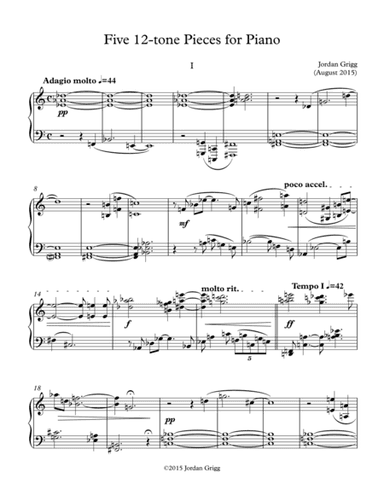 Five 12-tone Pieces for Piano