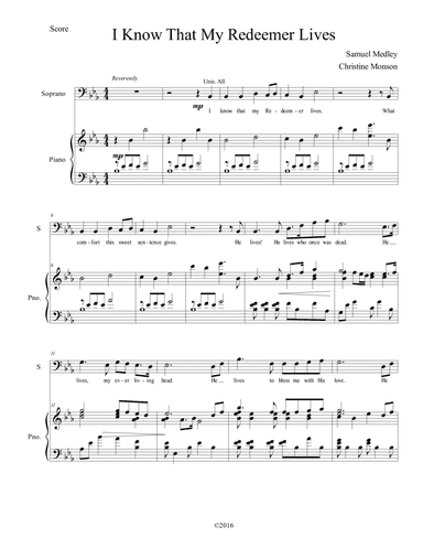 I Know That My Redeemer Lives, TBB (arr. Christine Monson)