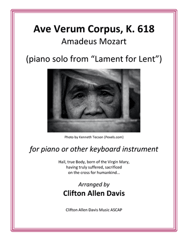 Ave Verum Corpus (Mozart) arranged for solo piano by Clifton Davis (arr. Clifton Davis)