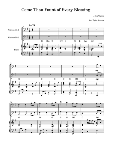 Come Thou Fount of Every Blessing (Cello Duet) (arr. Tyler Adams)