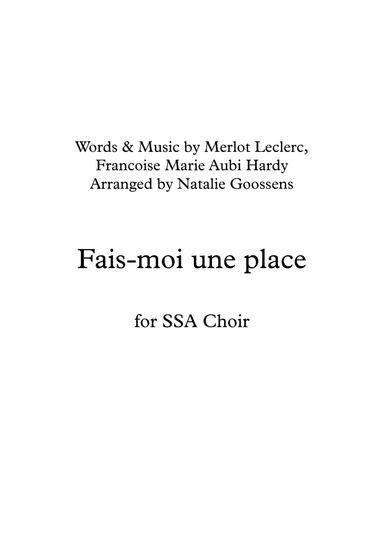 Fais-moi Une Place (arr. Natalie Goossens)