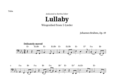 Wiegenlied (lullaby) by Brahms for Tuba and Chords (arr. Langanho)