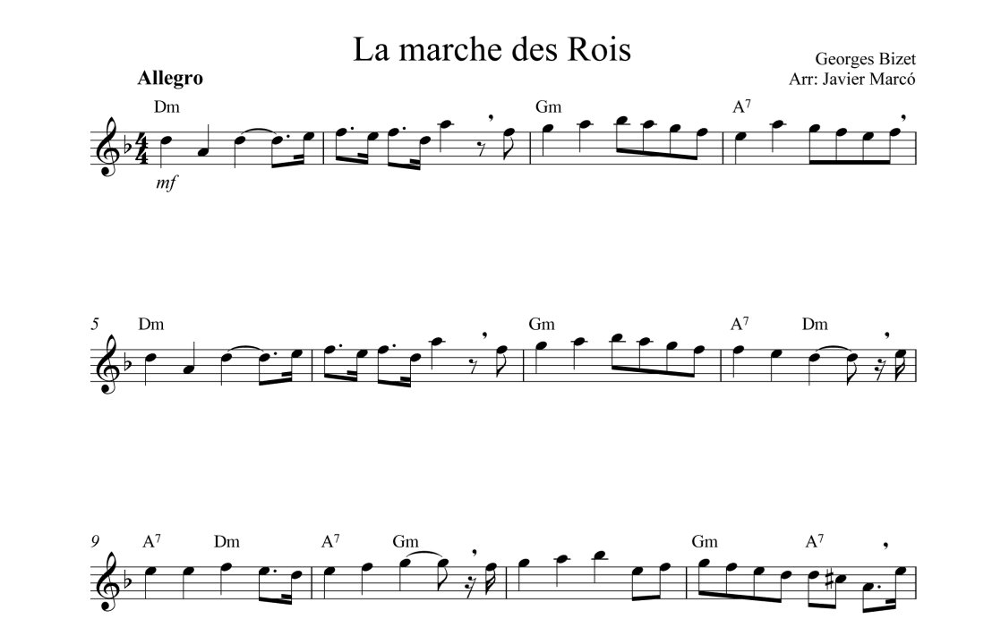 Christmas Carols for Alto Recorder: La marche des Rois (arr. Javier Marcó)