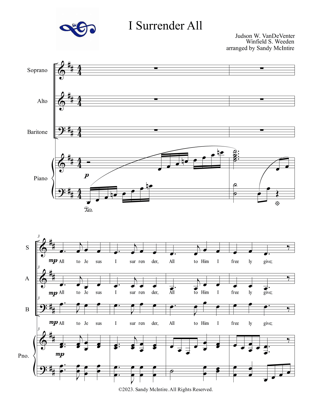 I Surrender All (arr. Sandy McIntire)