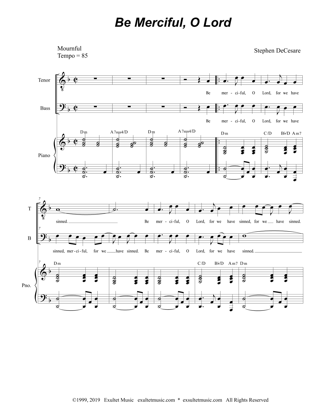 Be Merciful, O Lord (Duet for Tenor and Bass solo)