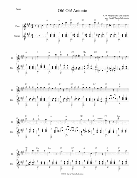 Oh! Oh! Antonio for flute and guitar (arr. David Warin Solomons)
