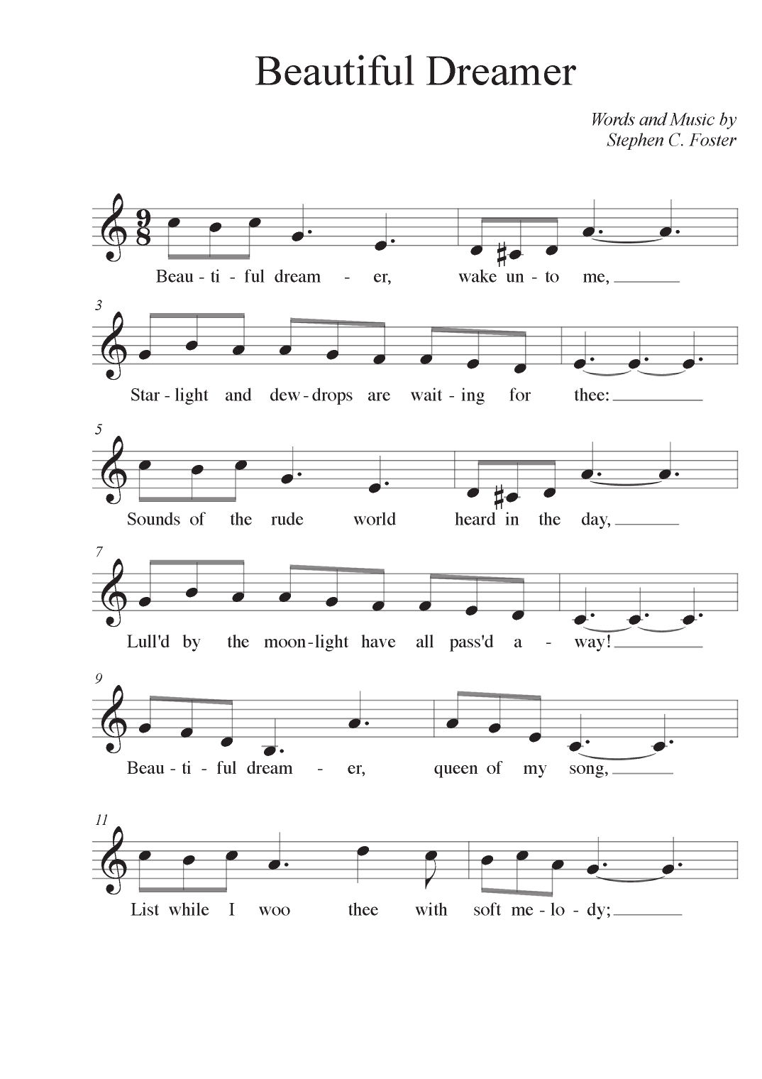 Beautiful Dreamer (arr. Avgusta Udartseva)