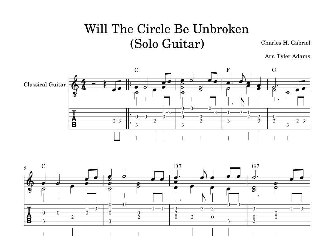 Will The Circle Be Unbroken (Solo Guitar) (arr. Tyler Adams)