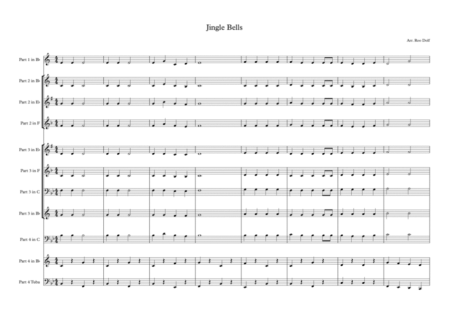 Jingle Bells, for Beginner Brass (arr. Roo Dolf)