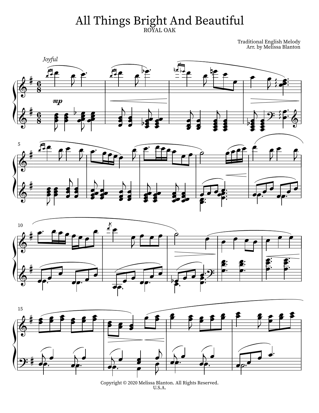 All Things Bright and Beautiful (arr. Melissa Blanton)