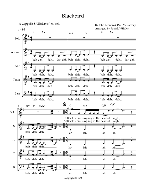 Blackbird (arr. Patrick Whaeln)