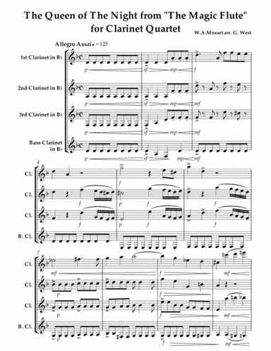 Queen Of The Night for Clarinet Quartet (arr. Genessa West)