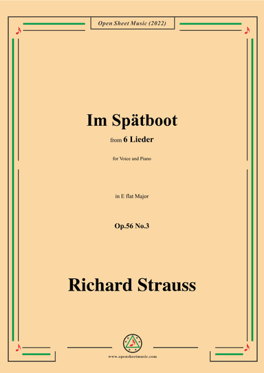 Richard Strauss-Im Spätboot,in E flat Major (arr. OSM Press)