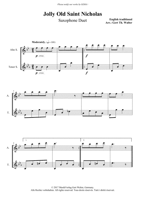 Jolly Old Saint Nicholas (arr. Gert Th. Walter)