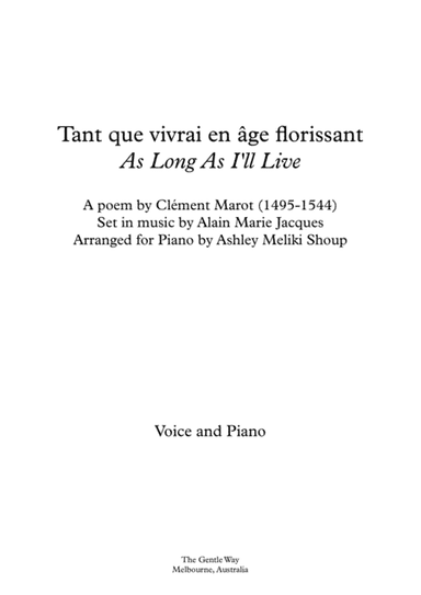 Tant que vivrai en âge florissant (Marot) bilingual