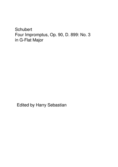 Schubert  - Four Impromptus, Op. 90, D. 899: No. 3 in Gb Major (arr. Harry Sebastian)