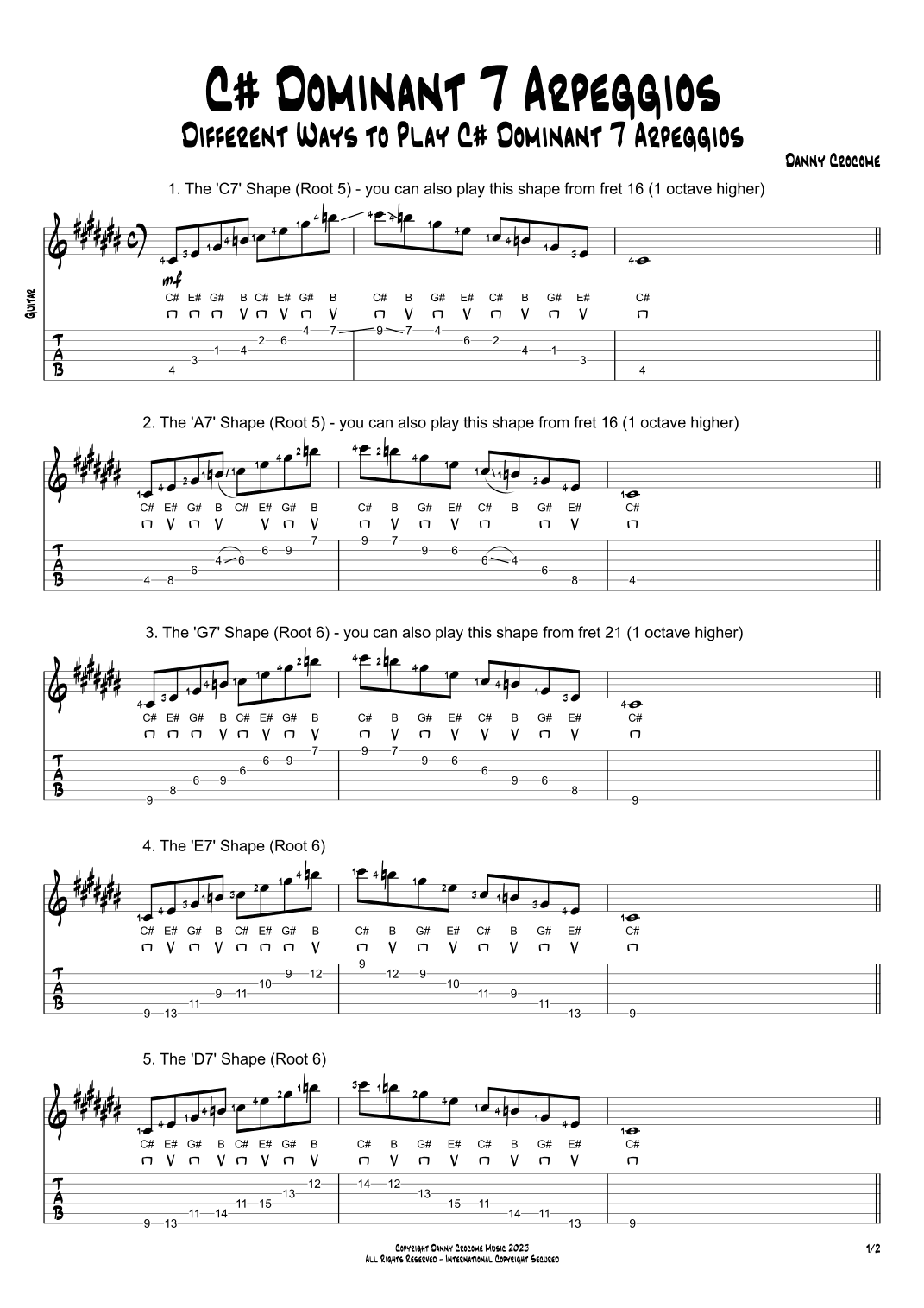 C# Dominant 7 Arpeggios (5 Ways to Play)