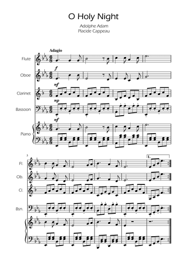 O Holy Night - Woodwind Quartet w/ Piano (arr. Ygor Nunes)