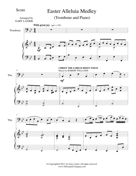 EASTER ALLELUIA MEDLEY (Duet – Trombone/Piano) Score and Trombone Part (arr. Gary Lanier)