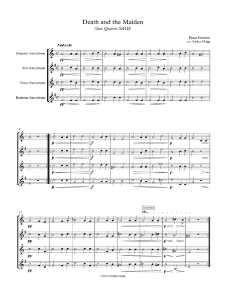 Death and the Maiden (Sax Quartet SATB) (arr. Jordan Grigg)