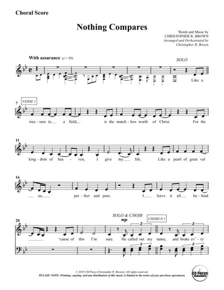 Nothing Compares (Anthem) - Vocal Score