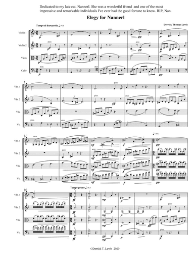 Elegy for Nannerl for String Quartet