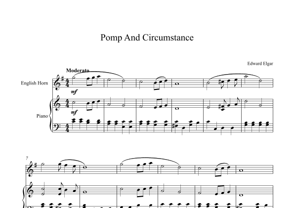 Pomp And Circumstance - Edward Elgar (English Horn + Piano) (arr. Digital Book Music)