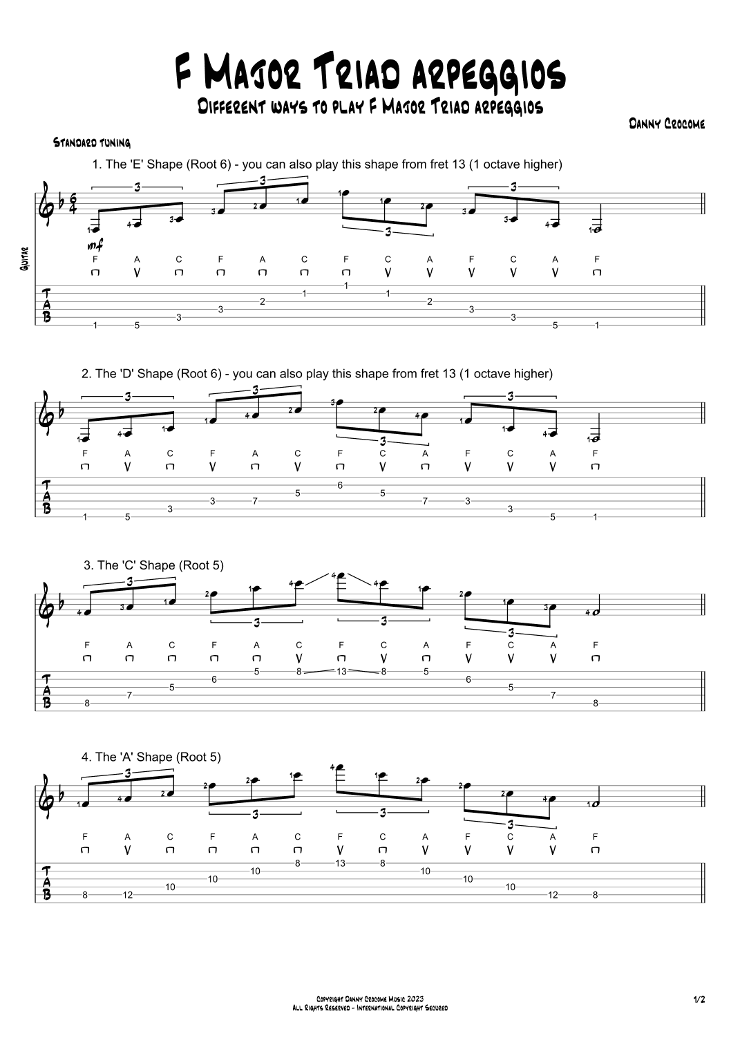 F Major Triad Arpeggios (5 Ways to Play)
