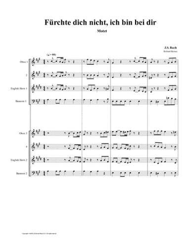 Fürchte dich nicht (motette) by J.S. Bach (Double Double-Reed Choir) (arr. Richard Byrnes)