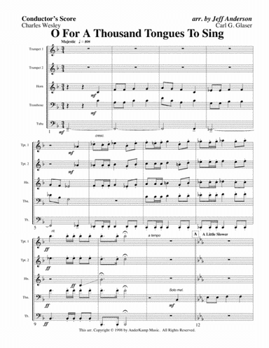 Oh For a Thousand Tongues to Sing for Brass Quintet (arr. Jeff D. Anderson)