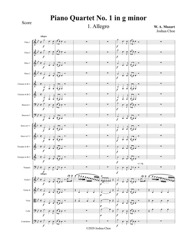 Piano Quartet No. 1 in g minor, Movement 1 (arr. Joshua Choe)