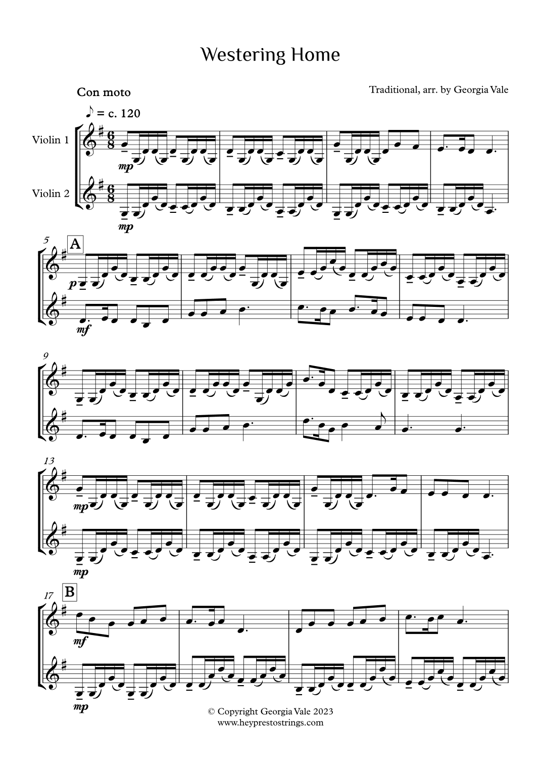 Westering Home (arr. Georgia Vale)