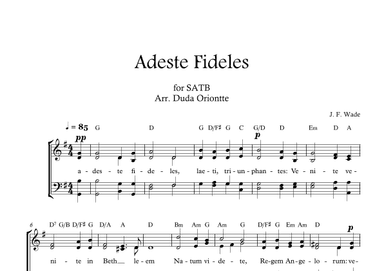 Adeste Fideles (SABT - G major - 2 staffs - no piano - with chords) O Come All Ye Faiful (arr. Duda Oriontte)