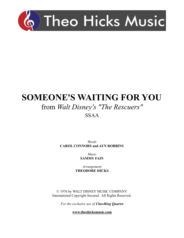 Someone's Waiting For You (arr. Theodore Hicks)