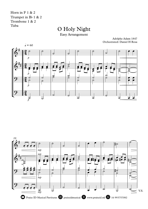 O Holy NIght - Christmas Carol - Brass Quintet (arr. Daniel H Rosa)